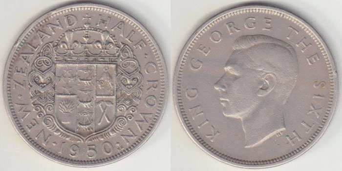 1950 New Zealand Half Crown (close to diamond) A001138
